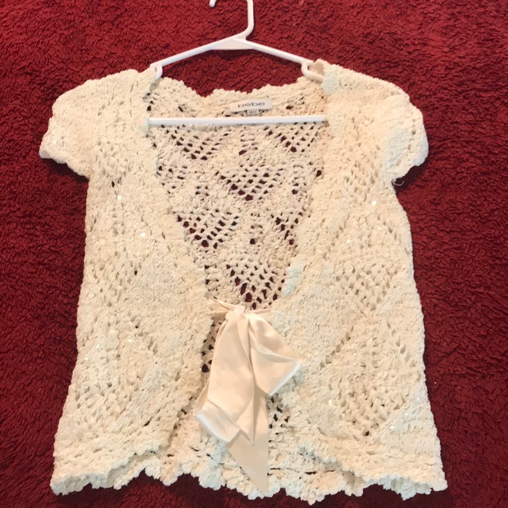 Bebe crocheted knit small cardigan.